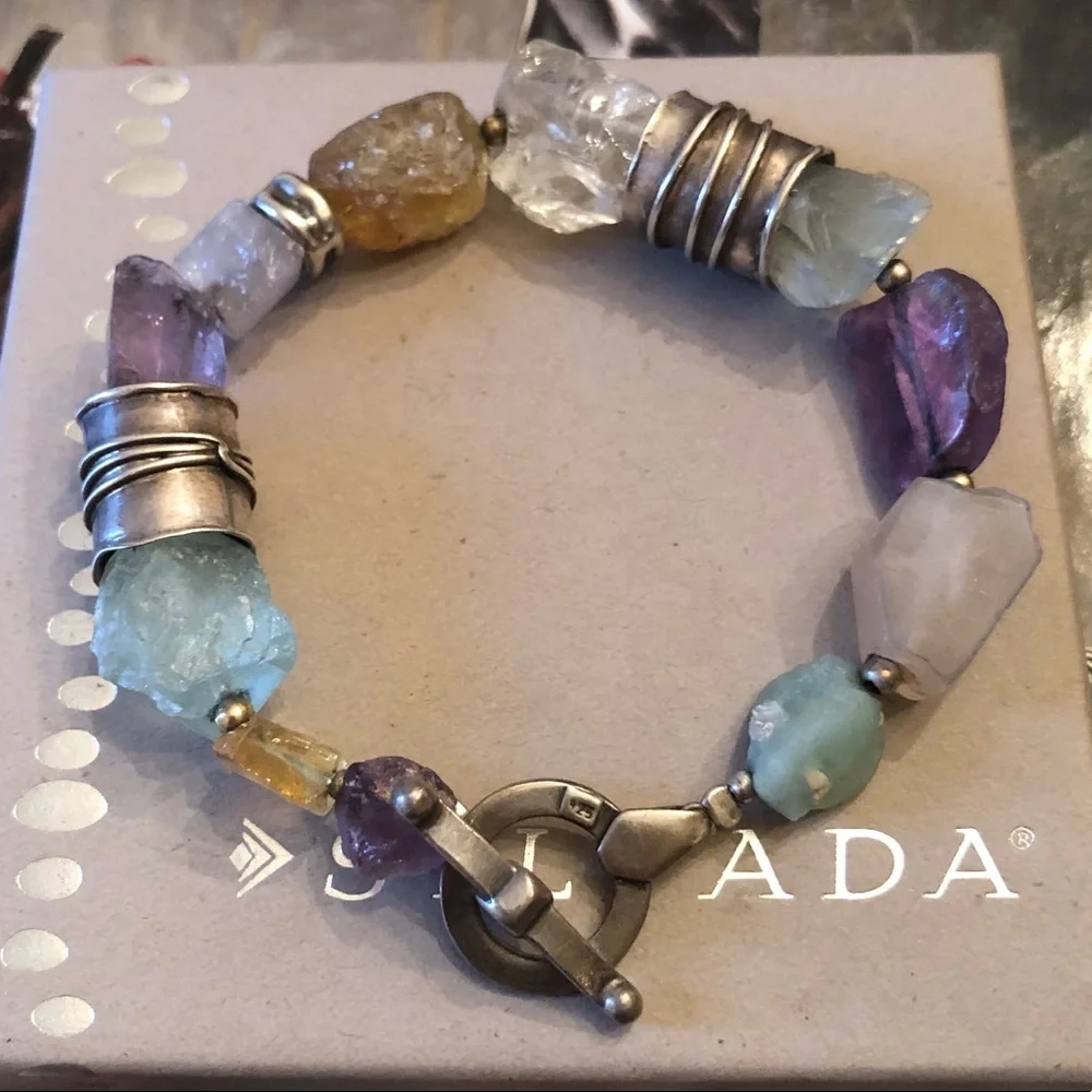 Vintage Silpada Citrine Amethyst Sterling Silver Gold-Filled Bead Bracelet B0710 - Picture 14 of 16